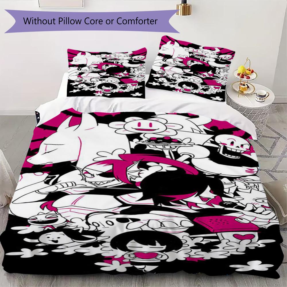 Undertale Pattern Bedding,Quilt Set Quilt Cover Pillowcase Home Birthday Gift (1*duvet cover+2*pillowcase,without core)XSJT0917204