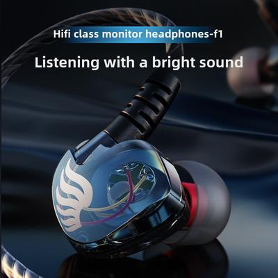Fones de ouvido com fio intra-auriculares para música, fones de ouvido com fio para monitoramento HIFI, fones de ouvido suspensos para jogos e esportes