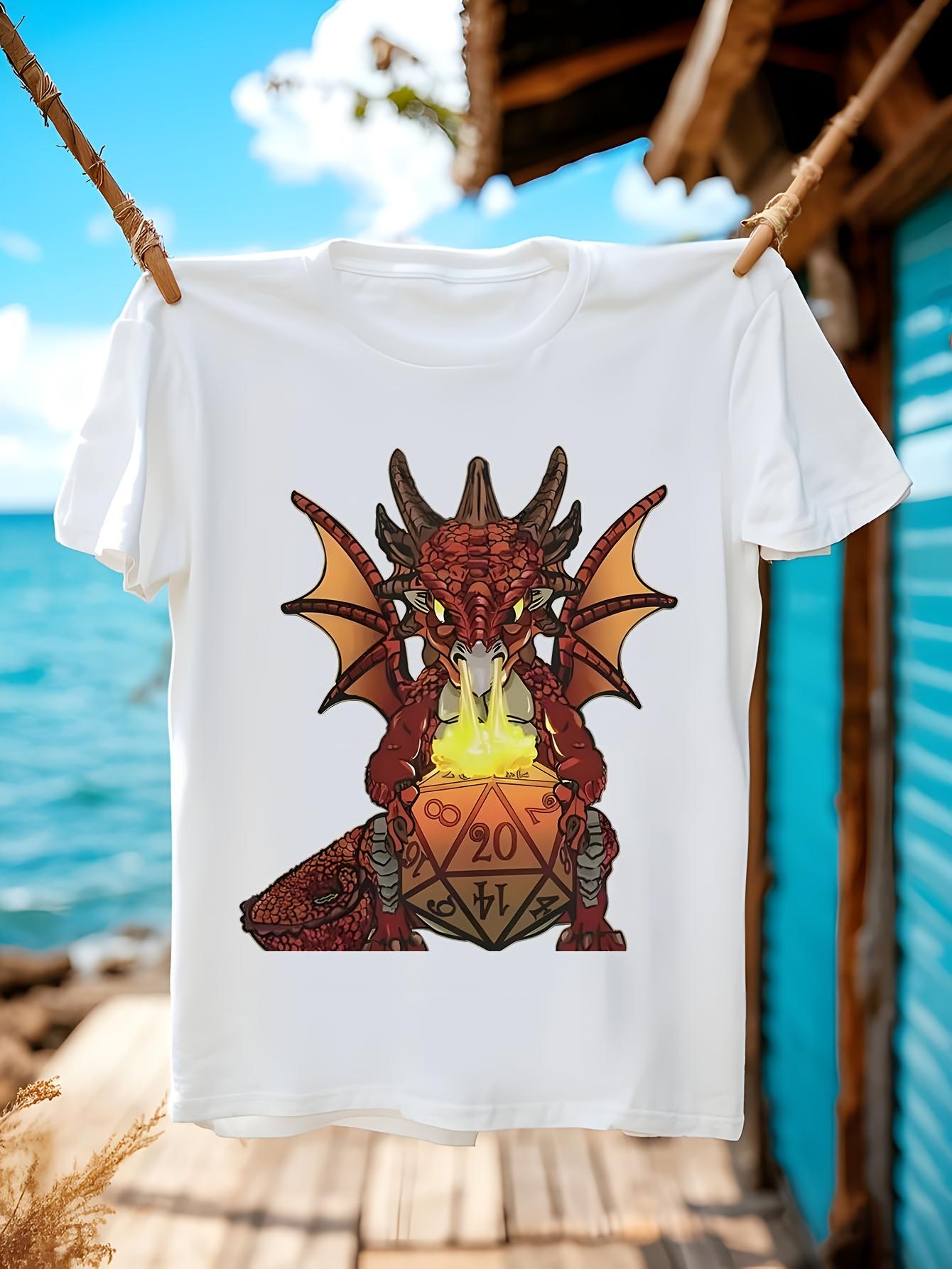 DND Dragon Graphic Tshirt Graphic Tshirt - White Casual G... XXL