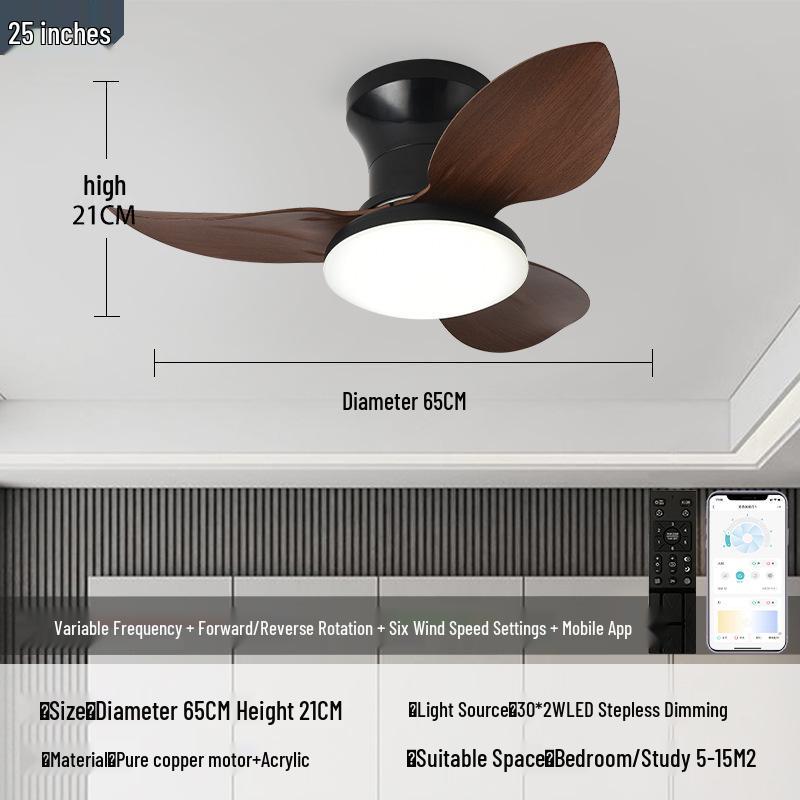 Nordic Style High-Wind Straight-Blade Ceiling Fan Light for Bedroom