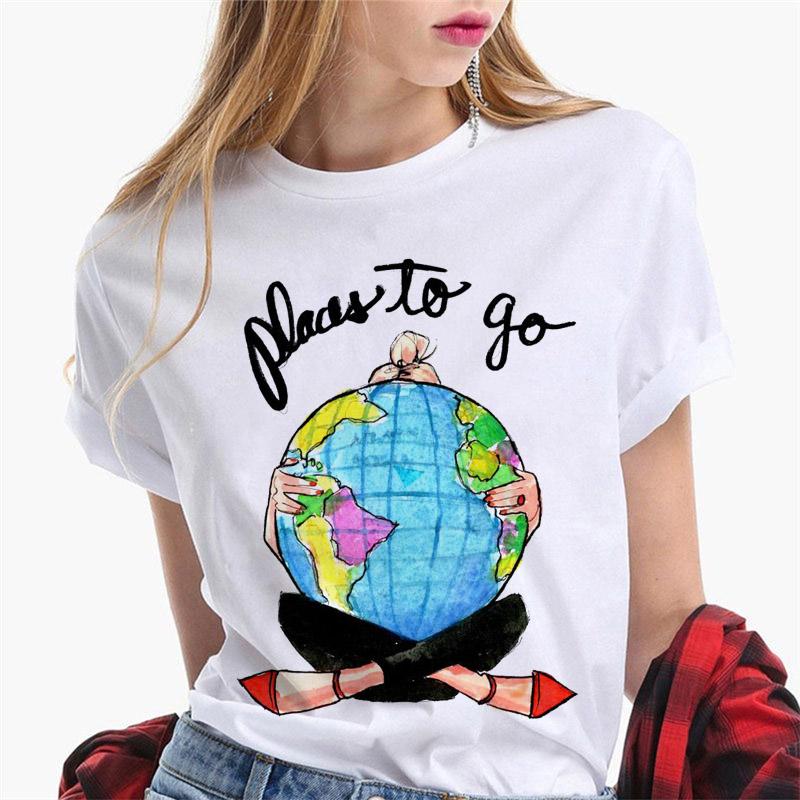 New for 2021 Aesthetic Fashion T-shirt Print White T-shirt Summer Short Sleeve Tee Tops Hipster T Shirt