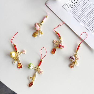 Persimmon Ruyi Lotus Pod Lucky Cat Phone Charm Pendant