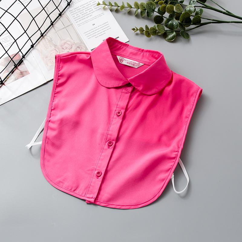 White Women's Stand Fake Collar Blouse Black Detachable Lapel Turtleneck Top Half Shirt Faux Col Tie Detail