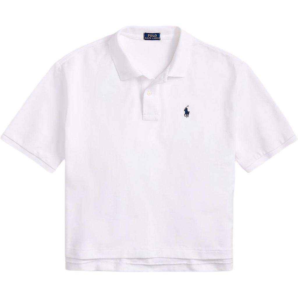 Ralph Lauren SS23 Solid Pony Embroidered Short Sleeve Polo Shirt Women White 211863280002