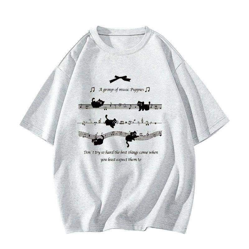 Cotton White Short-sleeved T-shirt Women's Summer American High Street Loose Fat Mm Large Size Design Sense Niche Half-sleeved Top