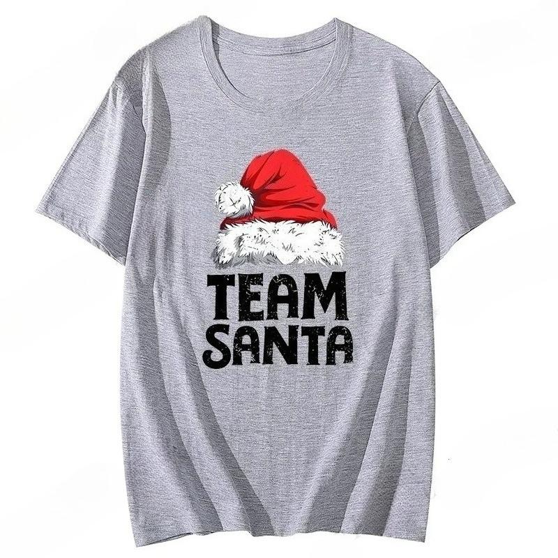 Fashionable Christmas hat printed pattern holiday Tshirt round neck short sleeved fashionable versatile Womens Tshirt