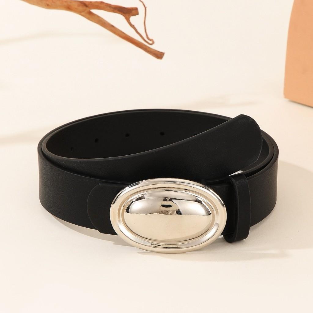 Casual Womens Fashionable Belt With Smooth Egg Shaped Buckle For Daily Looks