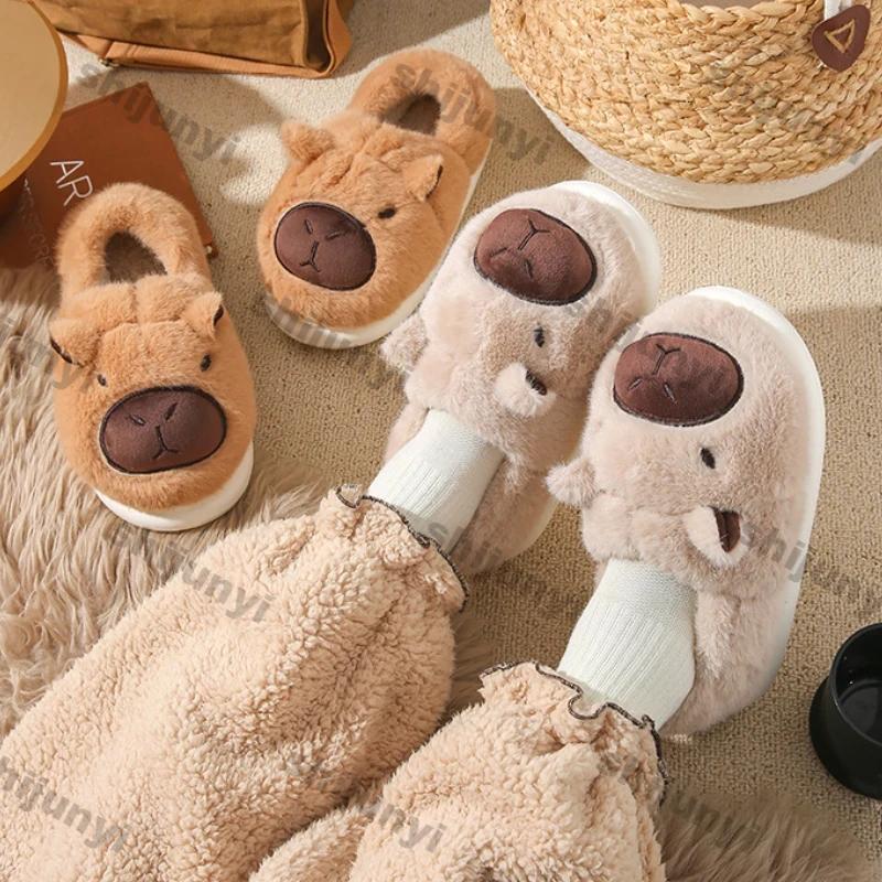 Pantofole da donna carine con cartoni animati alla moda, pantofole morbide antiscivolo con suola morbida per camera da letto, pantofole invernali spesse da donna, ciabatte calde in cotone per interni