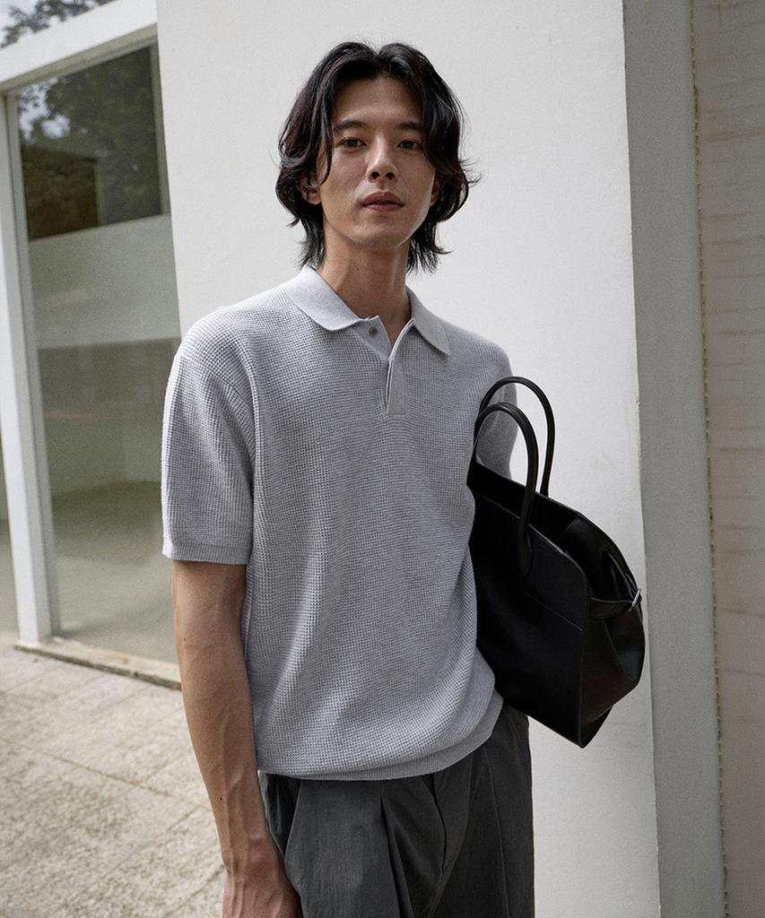 MOOD INSIDE Curly Hidden Collar Knit_White Melange (A Type)