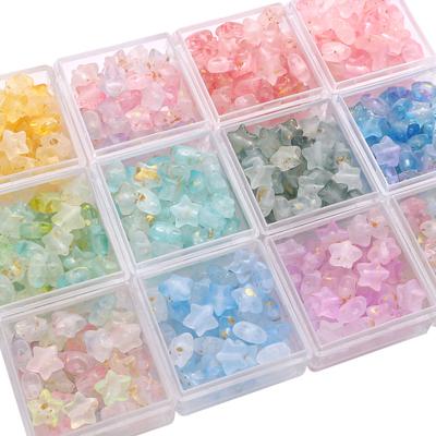 Handmade Beads 10*9mm Acrylic Translucent Color Point Gold Pentagram Homemade Diy Jewelry Accessories Hand String Beads Bag Pendant Loose Beads