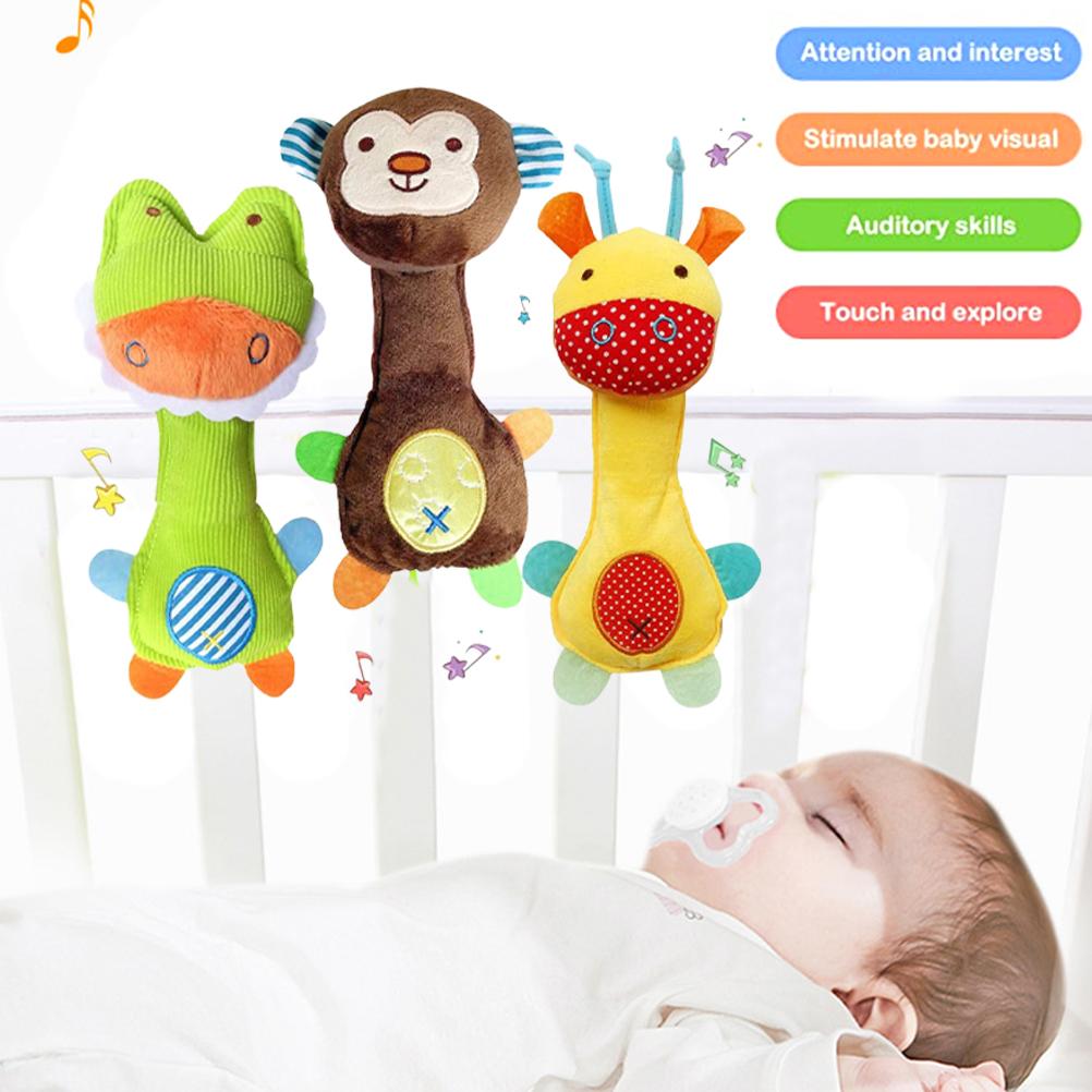 3 Pcs/set Baby Soft Rattles Toys Animal Sound Rattle Toys Infant Early Developmental Baby Toys Newborn Infant Gift