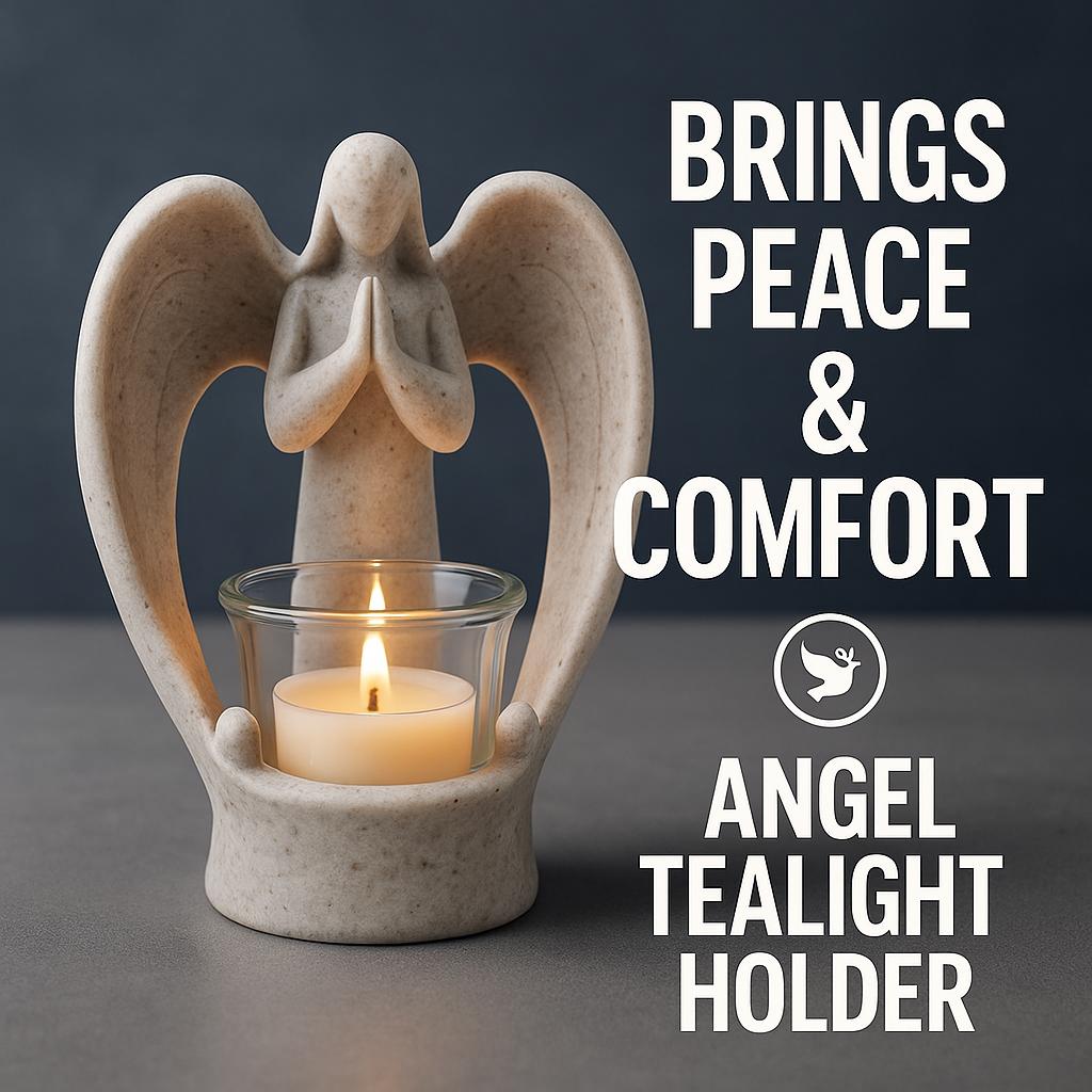 Resin Angel Candle Holder With Glass Cup Imitation Stone Craft For Church Decoration And Elegant Home Interior Accessories