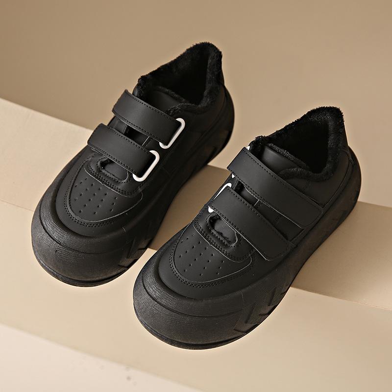 Thick baseplate shoes women's 2025 new autumn black Velcro sports women's shoes casual ugly cute big head bread shoes