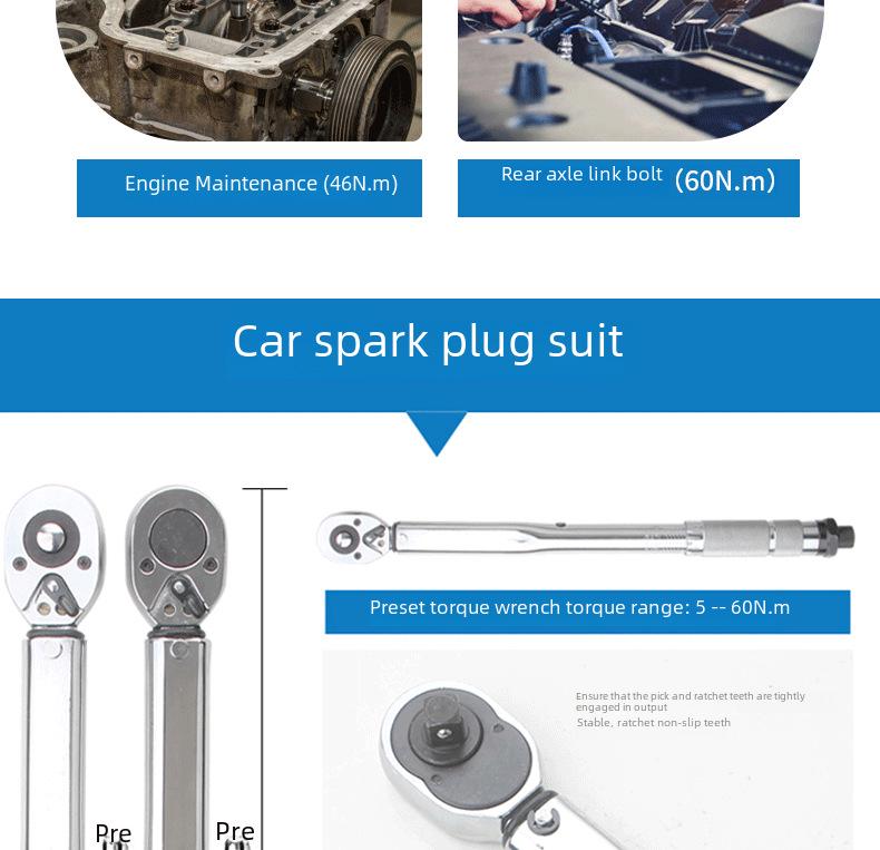 Hochpräziser, verstellbarer Drehmomentschlüssel mit Zündkerzenstecker für die Autoreparatur