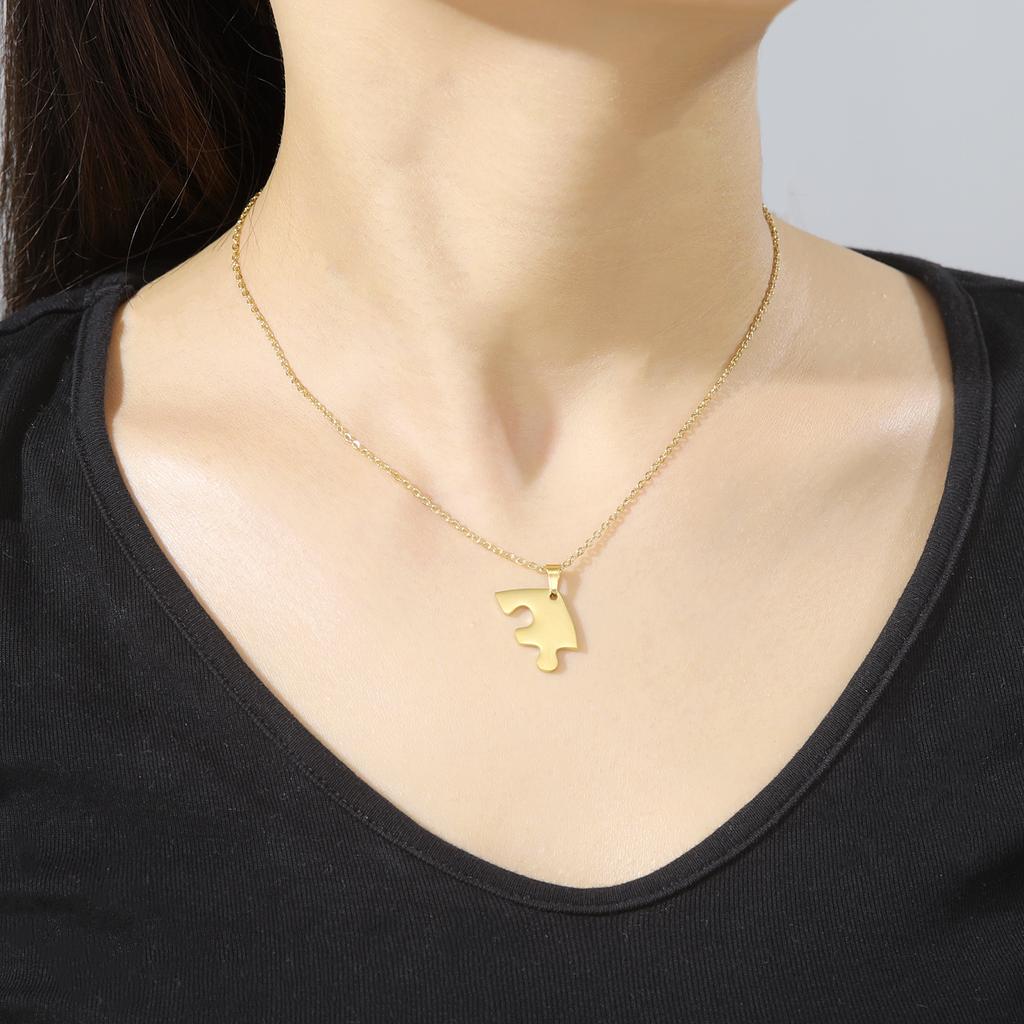  Stainless Steel Combination Heart Puzzles Pendant Necklace Fashion Choker Necklaces Simple Jewelry Best Friends Family