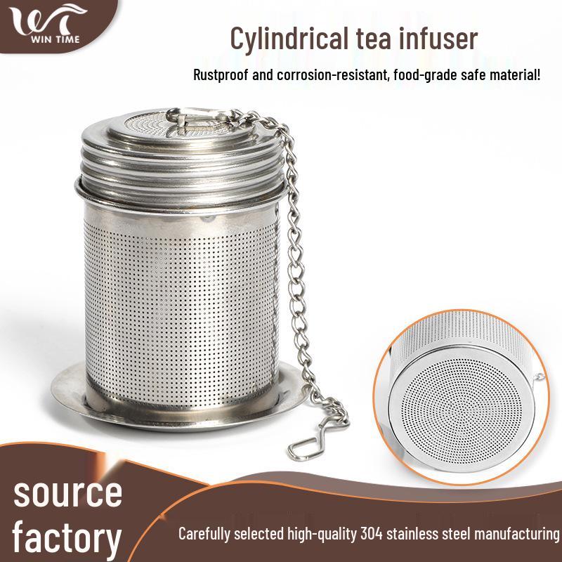 Cylindrical 304 Stainless Steel Tea Infuser & Strainer for Kitchen & Soup Without Base Plate