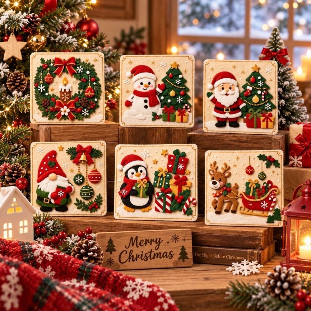Santa Claus Christmas Wooden Card Ornaments Reindeer Christmas Decorations Party Gifts