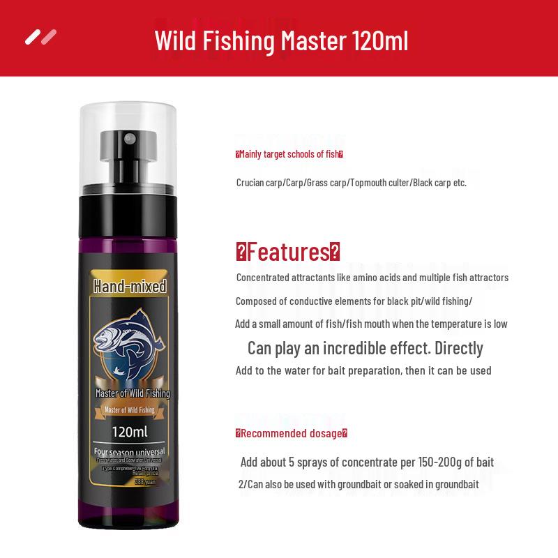 Wild Fishing Master Attractants for Crucian Carp, Common Carp, Grass Carp, Bream, Tilapia, Mandarin Fish, Black Pit - Fishing Bait Additives.