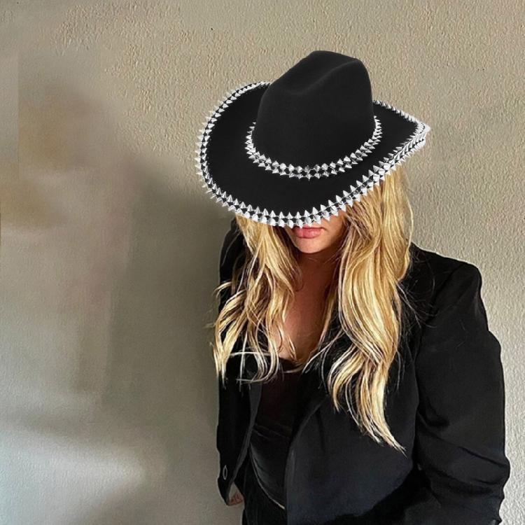 Hand Beading Rivets Studded Hat Cowboy Hat for Carnivals Music Festival