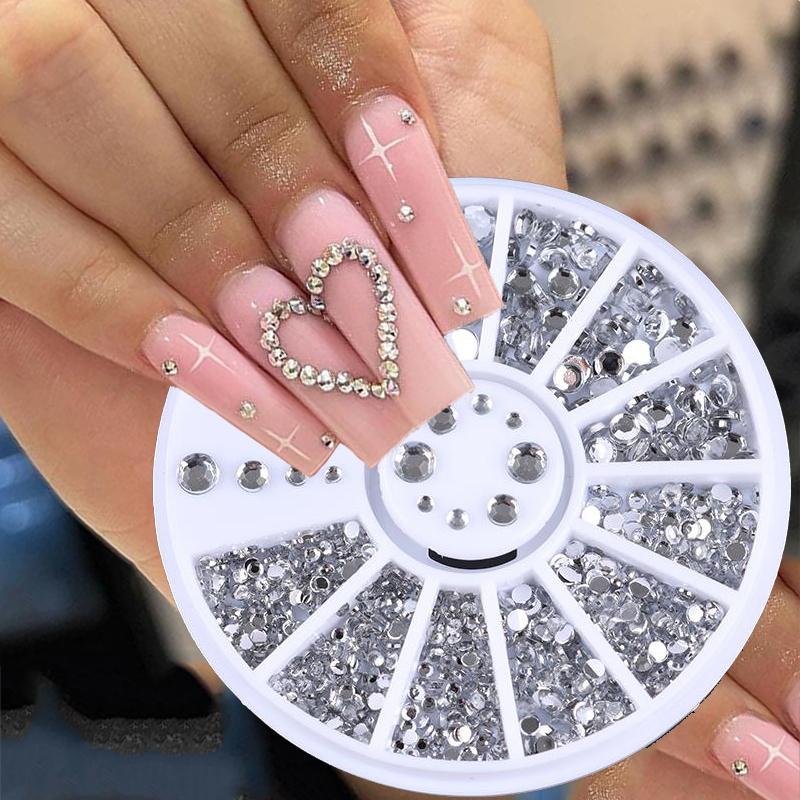 Mixed Color Nail Art Glitter Rhinestone Crystal Gems Jewelry Bead Manicure Decoration Accessories Nail Supplies For Professional