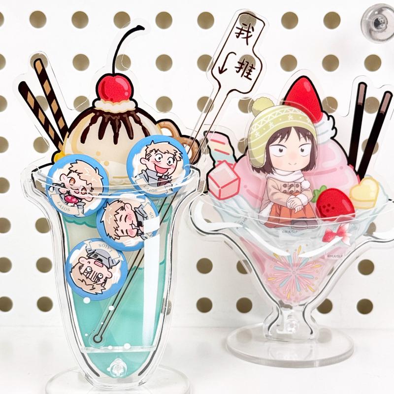 Creative Fruits Buffy Cup Acrylic Badge Ornaments Girls Room Desktop Decor Japan Style Anime Character Badges Display 2025 New