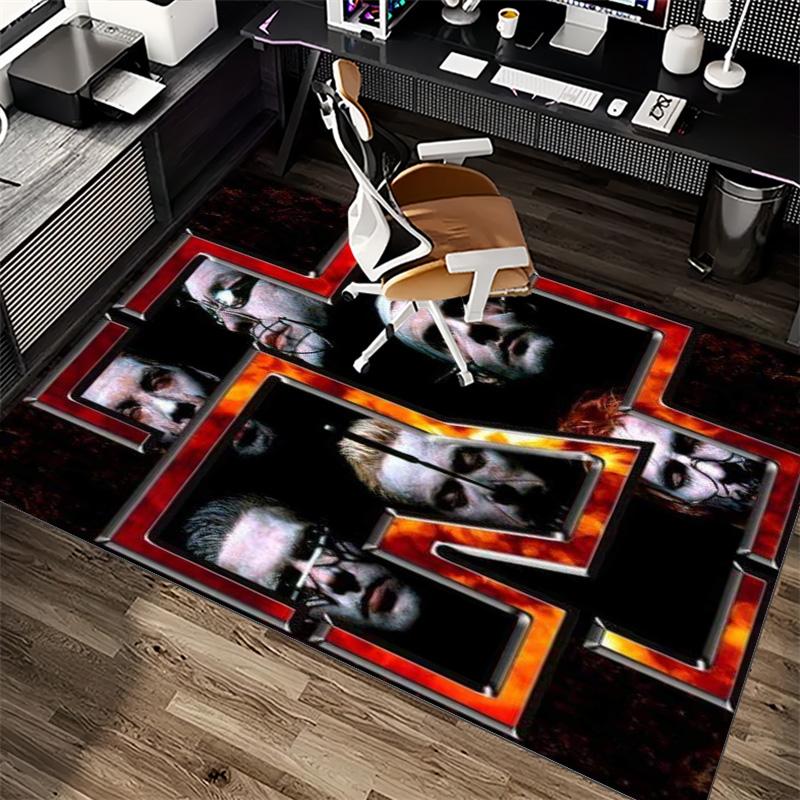 Heavy Metal Rockband Porträt Teppichboden Musikfan Rutschfester Rechteckiger Bodenläufer Rockstil Schlafzimmer Spielzimmer Heimdekoration Teppich