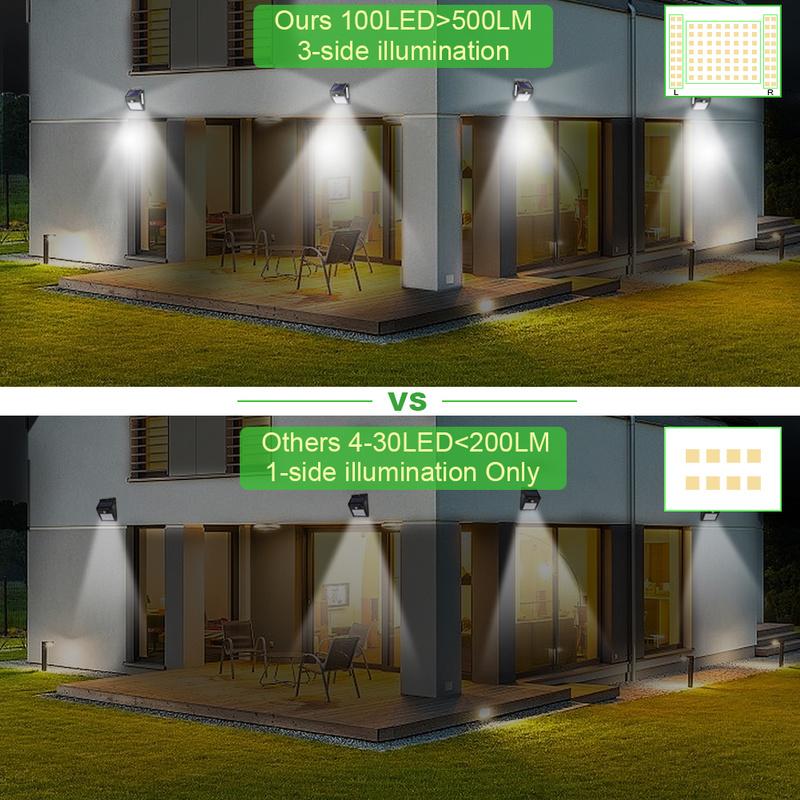 100 LED Solar Light Outdoor Solar Lamp Powered Sunlight Waterproof PIR Motion Sensor Street Night Light for Garden Decoration