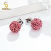 Colors Crystal Bead Polymer Clay Earrings G23 Titanium Ear Stud Micro Pave Rhinestone Disco Ball Hypoallergenic Piercing Zircon
