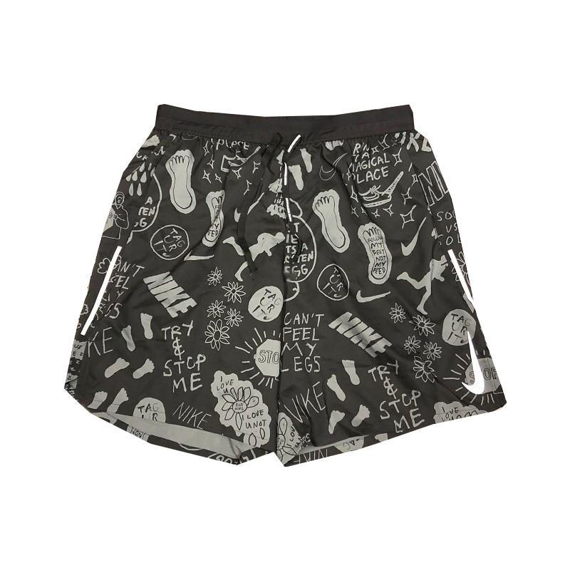 Nike Full Print Pattern Casual Sports Straight Running Shorts Men s Black AT7808-010 XL