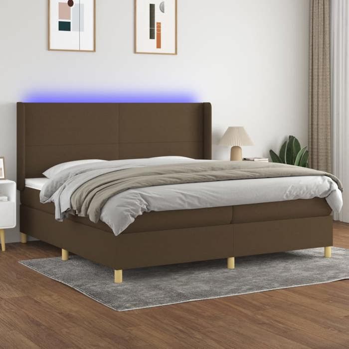 Maison Exclusive - Sommier à lattes de lit matelas et LED Marron foncé 200x200 cm