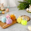 6Pcs Adorable Hare Ear Furry Ball Keychain Pendant Fodt Plush Ball Shape Festival Hanging Decoration for Bag Phone Charm
