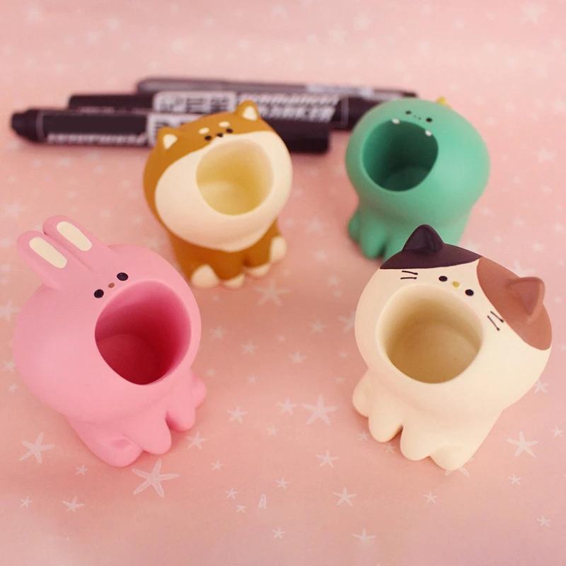 T02C!Japan Creative Cute Shiba Inu Cat Pen Holder Storage Office Storage Case Ornaments Home Decoration Accessories