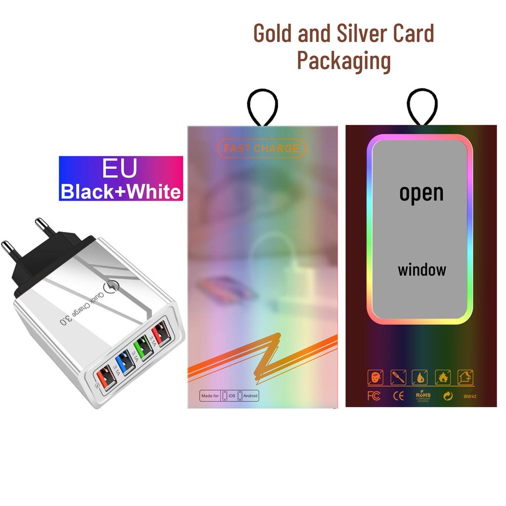 4-Port USB Power Adapter 5V 3A Multi-Port Charger for Mobile Phones