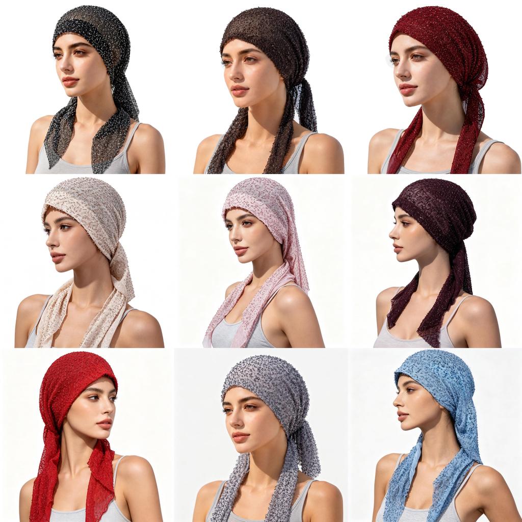 Stylish Womens Glitter Mesh Headscarf Cap With Sun Protection For Summer And Winter Wear