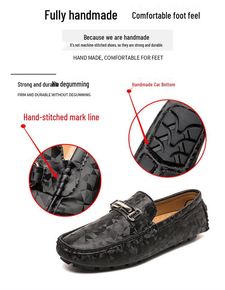 Men's Large Size Leather Loafers with Metal Buckle - New Fashion Casual Driving Shoes