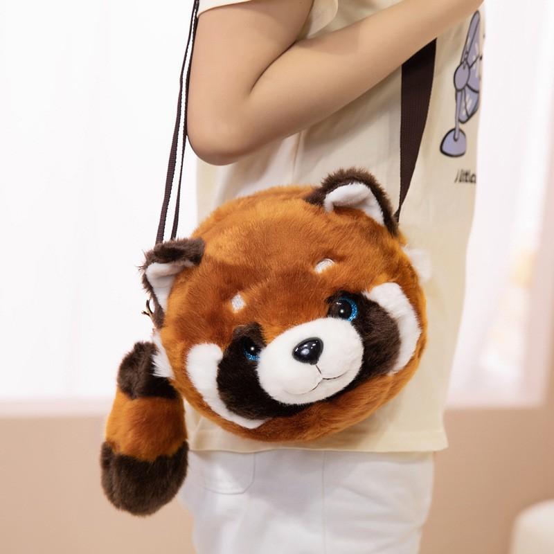 Süßes Panda Waschbär Stirnband Rucksack Kinder Geburtstagsgeschenk Plüschtier Tragbarer Tierrucksack für Mädchen Jungen