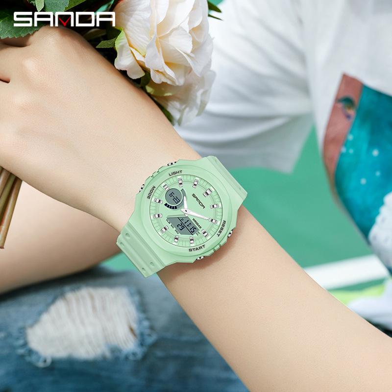Sanda Trendy Luminous Waterproof Multifunctional Unisex Electronic Watch