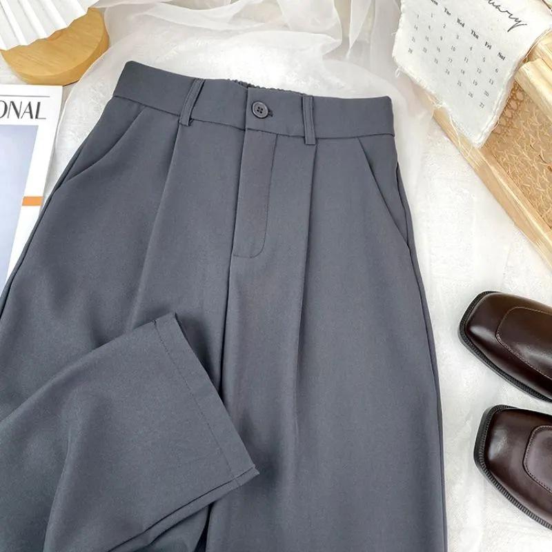 Women's High-Waisted Straight-Leg Suit Pants - Korean Style, Slimming, Casual, Spring/Autumn 2025