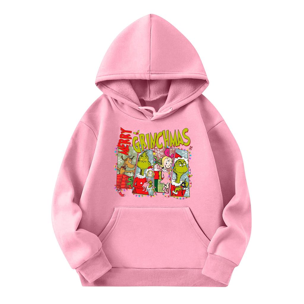 Child Fashion Lightweight Long Sleeve Pullover With Pockets  Print Hoodie