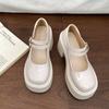 Round head heightened platform British style small leather shoes women's 2025 new autumn and winter French thick heel Mary Jane single shoes comfor