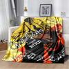 Colorful Graffiti Violin Print Flannel Blanket, Abstract Music Note Throw Blanket