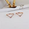 Korean-Japanese Style V-shaped Rose Gold Ring with Micro-inlaid Diamonds and Geometric Zirconium Titanium Steel Design.
