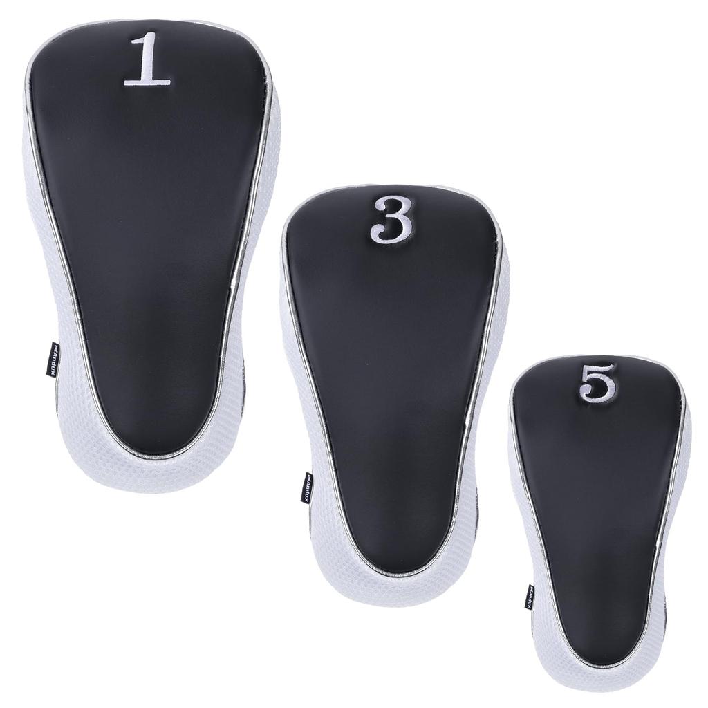 Andux Golf Reißverschluss Schläger Reißverschluss Golf Holz Driver Kopfbedeckungen mit Set Kompatibel mit 460cc Golfschlägern Kopfbedeckungen, Verschluss, Reißverschluss, 3, (MT/MG16)