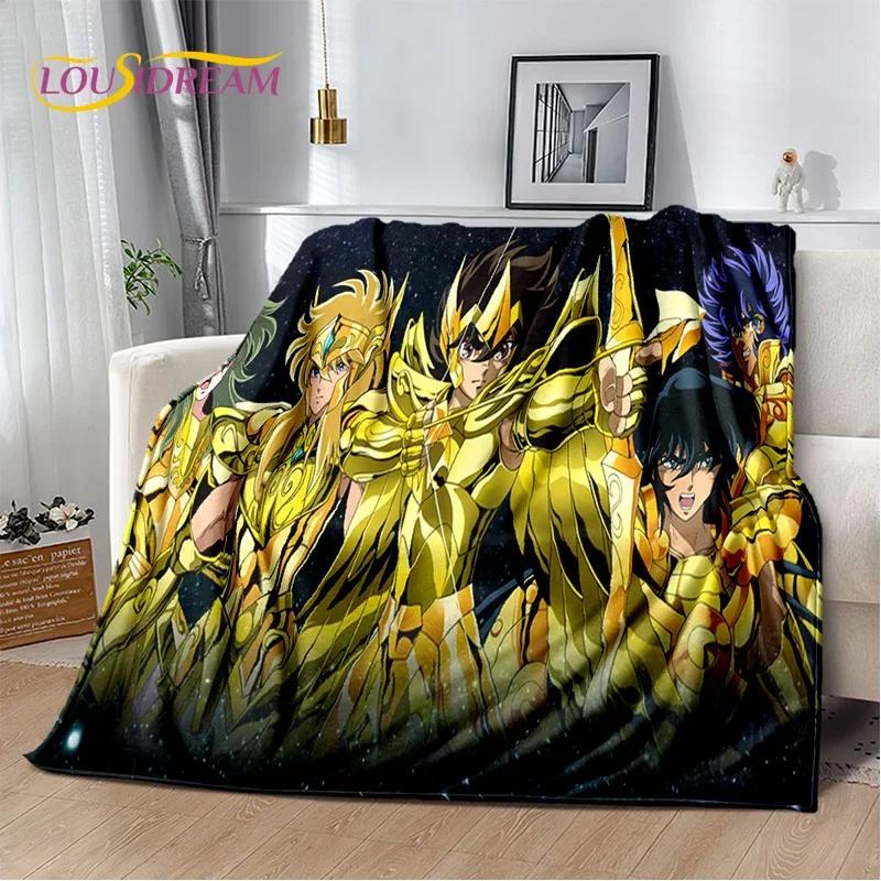 Animacinis Saint Seiya 3D Retro Anime HD Minkšti pledai, Šiltas flanelinis pledas piknikui, lovoms, sofai, namams, miegamajam, dovanos vaikams