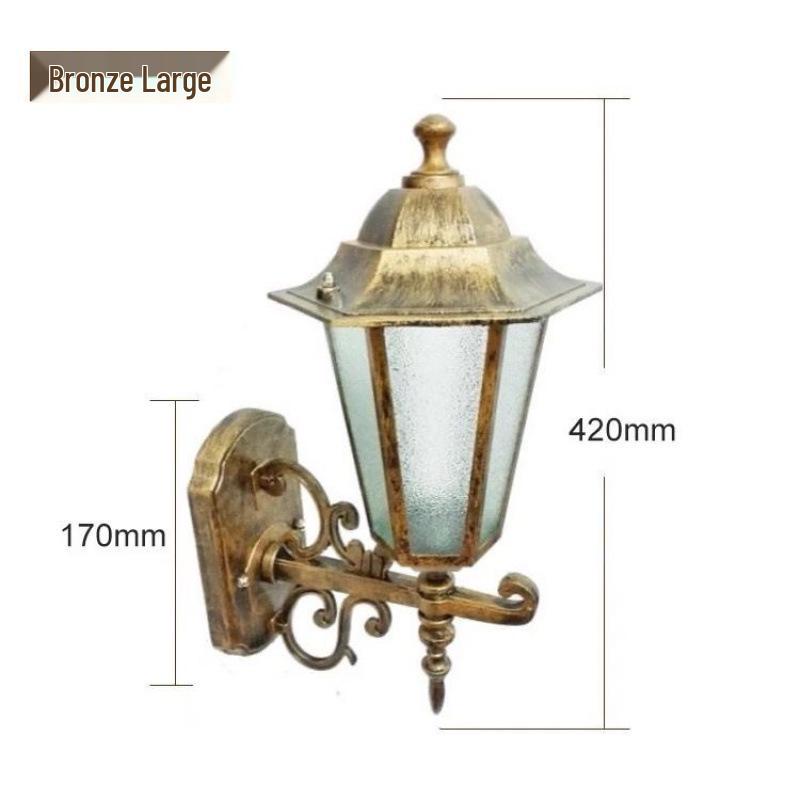 Retro Hexagonal Antique Bronze Waterproof Outdoor Wall Light for Balcony, Corridor, Garden, Villa