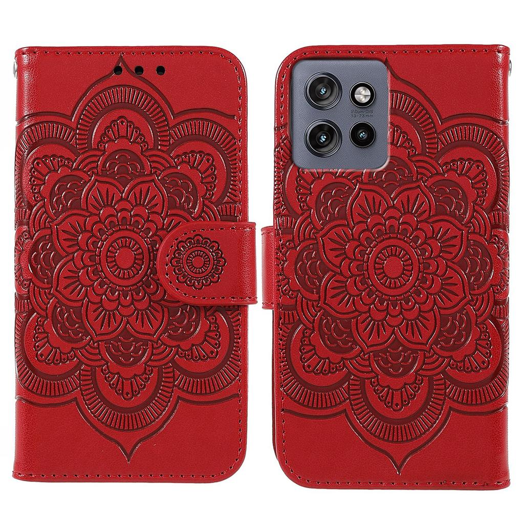 For Motorola Edge 50 5G Case PU Leather Mandala Imprinted Design Wallet Phone Cover