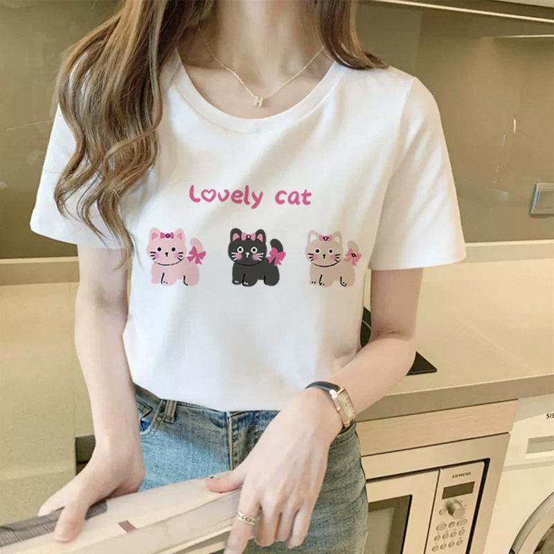 Black Short-sleeved T-shirt for Women In Summer Half-sleeved Loose and Simple Design Niche Shoulder Pure Cotton Casual Top