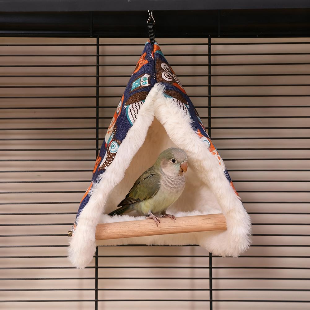 Winter Bird Swing and Nest Parrot Stand Climbing Toy All-Season Cozy Hanging Hut Cockatiel Perch Cage