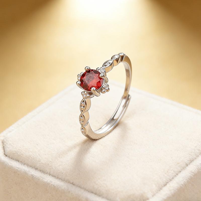 Xiaomi BF CLUB 925 Sterling Rings for Women Simple Geometric Handmade Irregular Retro Ring Red Stone Allergy For Birthday Gift
