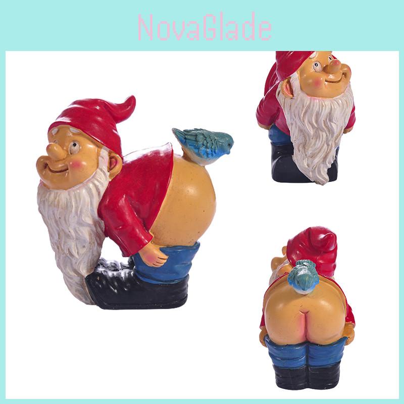 Cheeky Garden Gnome Statue Funny Dwarf Figurine For Outdoor Decoration